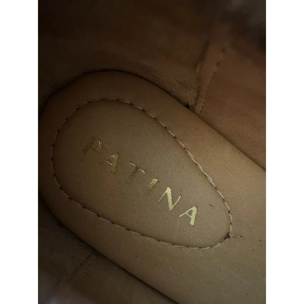Patina Women’s 10 Taupe Suede Chunky Platform Penny Loafers Lug Sole Mexico